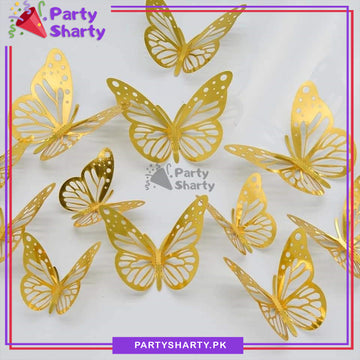 3D Butterfly Mirror Wall Sticker For Home & Event Decoration (Pack of 12)